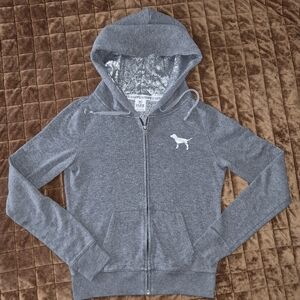 Victoria’s Secret PINK Y2K Sequin Hoodie Metallic Lined Zip Up Sweatshirt